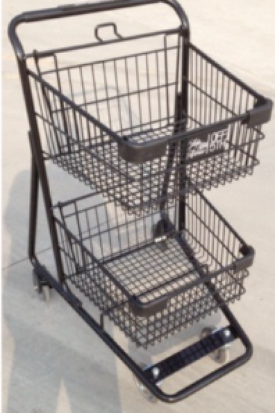 Two-Tiered Metal Compact Shopping Cart - Black