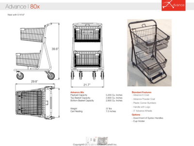 Two-Tiered Metal Compact Shopping Cart - Black