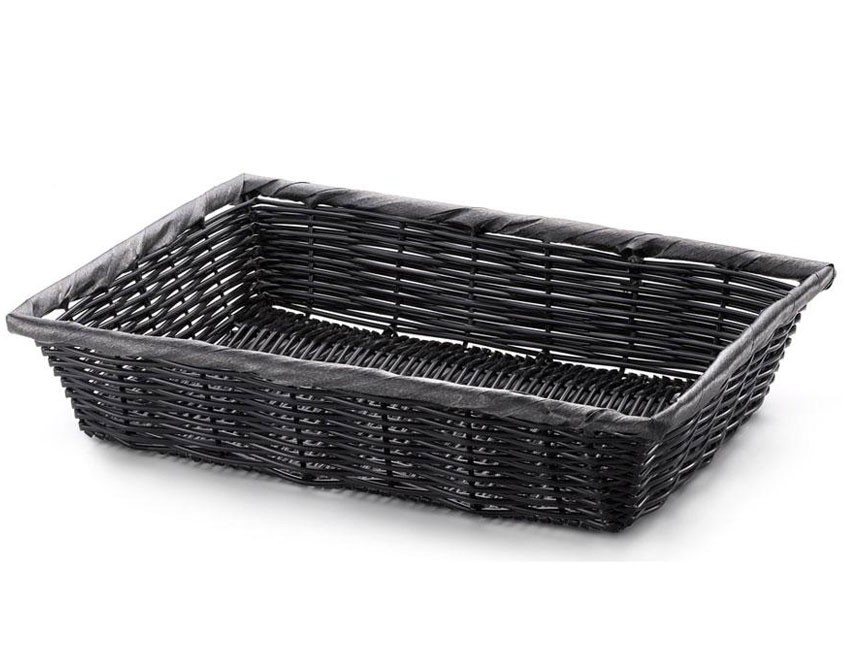 18"x12"x3" Black Wicker Basket