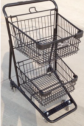 Two-Tiered Metal Compact Shopping Cart - Black